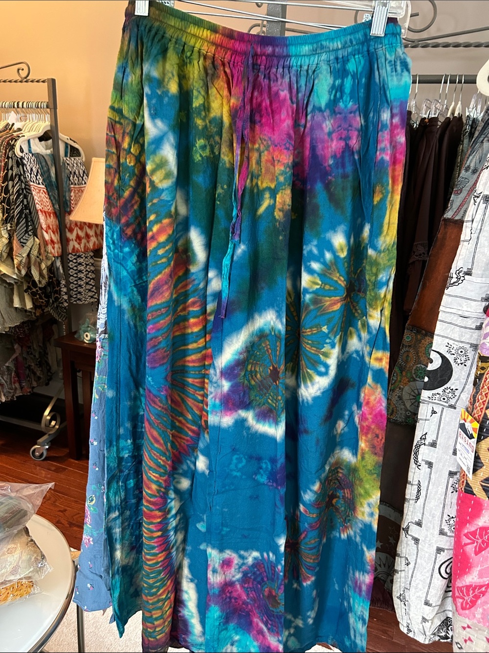 Sacred Threads Nwt Pants Tye Dye Blue Multi Color One Size